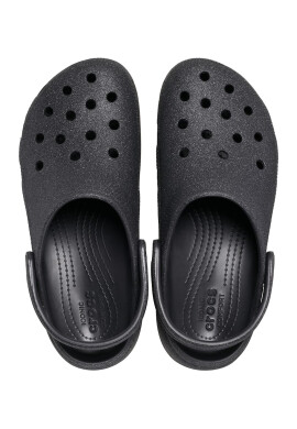 Crocs Бляскав крокс Classic с равна платформа и каишка на петата - Избеляло черно - Pepit.bg
