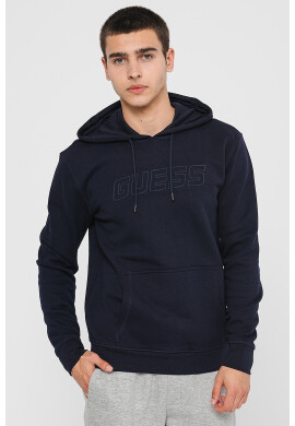 GUESS Фитнес худи с джоб кенгуру - Тъмносин - Pepit.bg