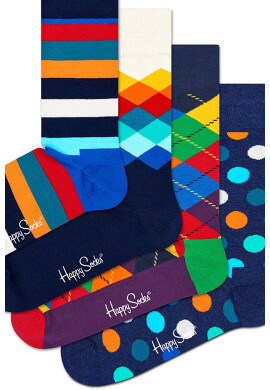 Happy Socks Десенирани дълги чорапи - 4 чифта - Pepit.bg