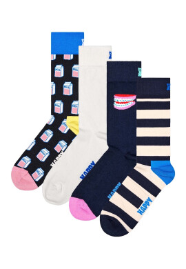 Happy Socks Дълги чорапи - 4 чифта - Бял/Розово/Тъмносин - Pepit.bg