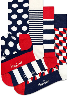 Happy Socks Унисекс дълги чорапи с принт - 4 чифта - Pepit.bg