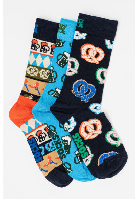 Happy Socks Унисекс дълги чорапи с шарки - 3 чифта - Pepit.bg