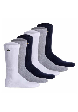 Lacoste Унисекс дълги чорапи - 3 чифта - Бял/Сив/Тъмносин - Pepit.bg