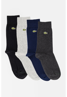 Lacoste Унисекс дълги чорапи - 4 чифта - Черен/Сив - Pepit.bg