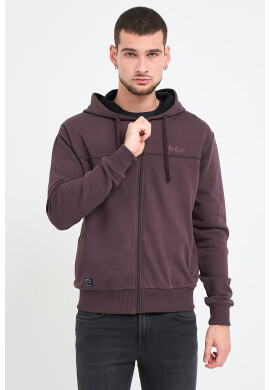 Lee Cooper Худи с памук с цип - Тъмновиолетов - Pepit.bg