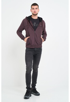 Lee Cooper Худи с памук с цип - Тъмновиолетов - Pepit.bg