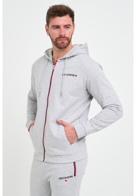 Lee Cooper Худи с цип - Светлосив меланж - Pepit.bg