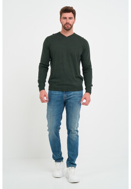 Lee Cooper Памучен пуловер с шпиц - Pepit.bg