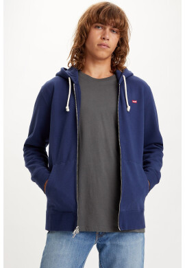Levis Памучно худи с цип - Тъмносин - Pepit.bg