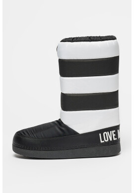 Love Moschino Ботуши с лого - Черен/Бял - Pepit.bg