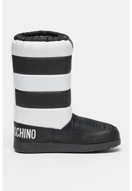 Love Moschino Ботуши с лого - Черен/Бял - Pepit.bg