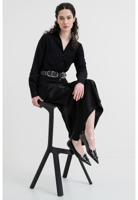 Marc Jacobs Кожени пантофки с нитове - Черен/Сребрист - Pepit.bg