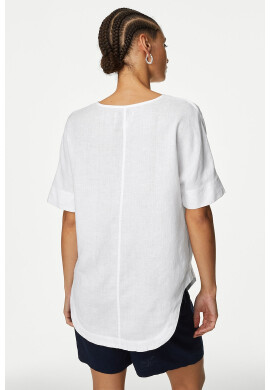Marks  Spencer Ленена блуза с шпиц - Pepit.bg