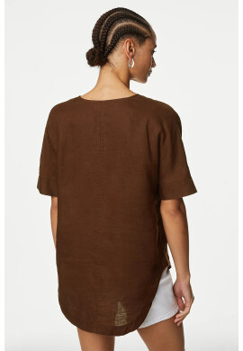 Marks  Spencer Ленена блуза с шпиц - Pepit.bg
