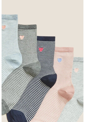 Marks & Spencer Къси чорапи с райе - 5 чифта - Pepit.bg