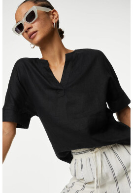 Marks  Spencer Ленена блуза с шпиц - Pepit.bg