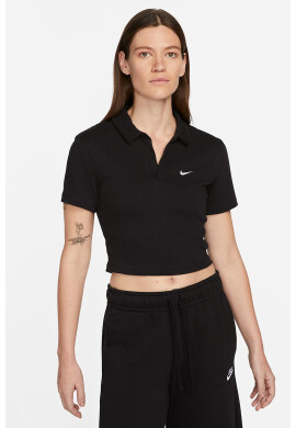 Nike Къса тениска Essential с яка - Черен - Pepit.bg