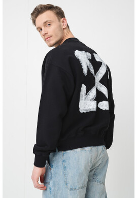 OFF-WHITE Суитшърт с принт - Бял/Черен - Pepit.bg