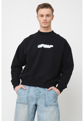 OFF-WHITE Суитшърт с принт - Бял/Черен - Pepit.bg