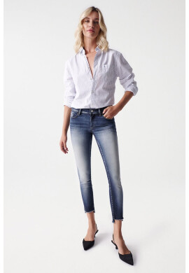 Salsa Jeans Дънки над глезена Wonder с повдигащ ефект - Тъмносин/Мръснобял - Pepit.bg