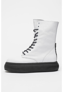 Steve Madden Кожени боти Harper - Мръснобял - Pepit.bg