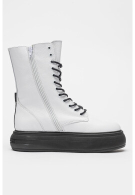 Steve Madden Кожени боти Harper - Мръснобял - Pepit.bg