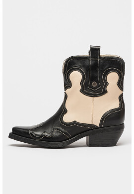 Steve Madden Кожени боти Waynoa - Черен/Крем - Pepit.bg