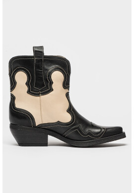Steve Madden Кожени боти Waynoa - Черен/Крем - Pepit.bg