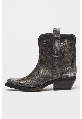 Steve Madden Кожени боти Waynoa - Черен/Сребрист - Pepit.bg