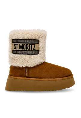 Steve Madden Велурени боти St Moritz - Коняк кафяв/Крем - Pepit.bg