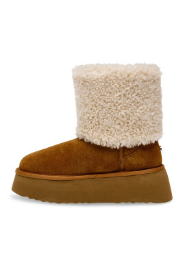 Steve Madden Велурени боти St Moritz - Коняк кафяв/Крем - Pepit.bg