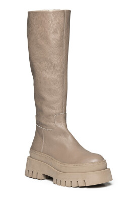 Steve Madden Високи кожени ботуши Chipp - Сиво-бежов - Pepit.bg