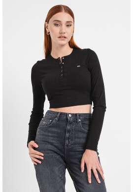 Tommy Jeans Къса блуза Henley - Pepit.bg