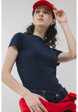Tommy Jeans Тениска с лого и овално деколте - Pepit.bg
