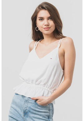 Tommy Jeans Топ с тънки презрамки - Бял - Pepit.bg