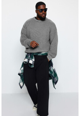 Trendyol Пуловер с овално деколте Plus Size - Pepit.bg