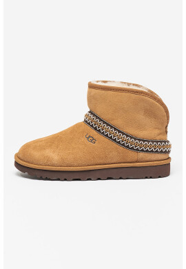 UGG Велурени боти Classic Mini Crescent - Карамел - Pepit.bg