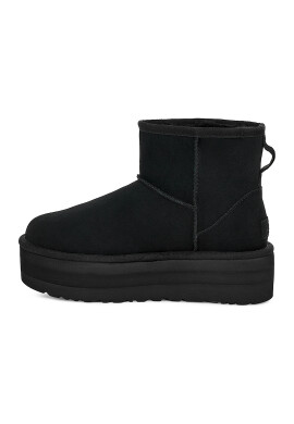 UGG Велурени непромокаеми боти Classic Mini с равна платформа - Черен - Pepit.bg