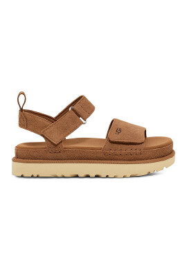UGG Велурени сандали Goldenstar с равна платформа - Карамел - Pepit.bg