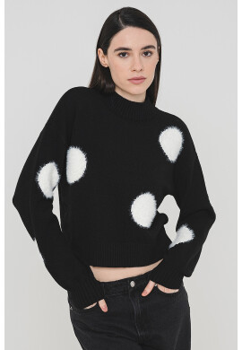 Vero Moda Пуловер Yolanda с рипс - Бял/Черен - Pepit.bg
