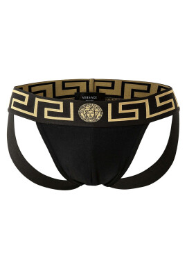 Versace Джокстрап с лого - Златист/Черен - Pepit.bg