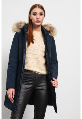 Woolrich Дълго яке Hellen с качулка - Тъмносин - Pepit.bg
