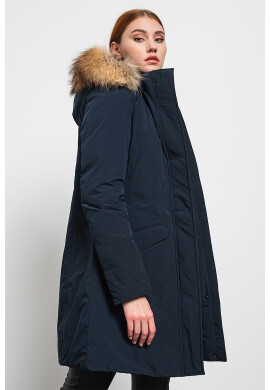 Woolrich Дълго яке Hellen с качулка - Тъмносин - Pepit.bg