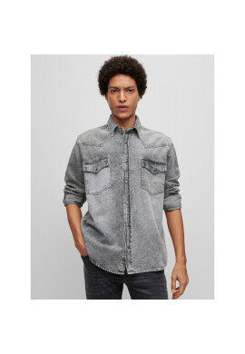Boss дънкова риза Lebop 50489489 Сив Relaxed Fit - Pepit.bg