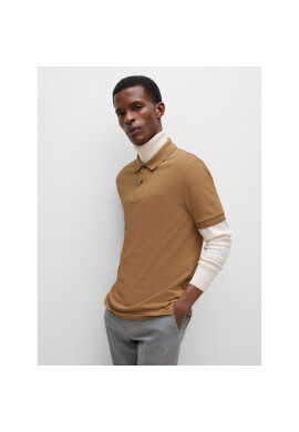 Boss Тениска с яка и копчета 50468301 Бежов Regular Fit - Pepit.bg