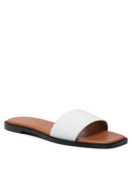 Calvin Klein Чехли Squared Flat Slide He HW0HW00817 Бял - Pepit.bg
