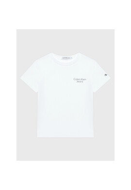 Calvin Klein Jeans Тишърт Stack Logo IB0IB01319 Бял Regular Fit - Pepit.bg