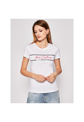 Calvin Klein Тишърт Love Stripe K20K201857 Бял Regular Fit - Pepit.bg