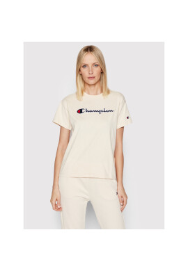 Champion Тишърт Big Script Logo 115351 Бежов Boxy Fit - Pepit.bg