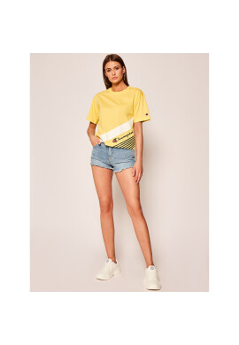 Champion Тишърт C Logo Ribbed Cuffed 112765 Жълт Regular Fit - Pepit.bg
